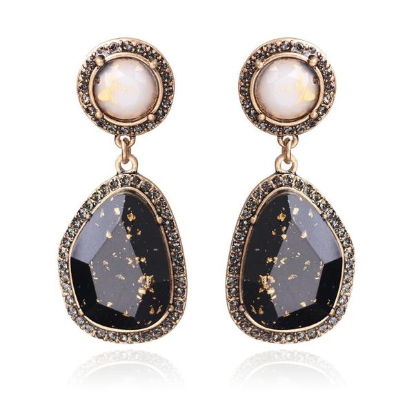 

ztech vintage fashion exaggerated big stone earrings alloy statement jewelry ladies luxury party accessories gift, Silver