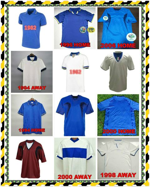 

retro 1982 1996 1997 1998 italy soccer jerseys maldini rossitto nesta albertini baggio r. del piero torricelli 96/98 retro football shirt, Black;yellow