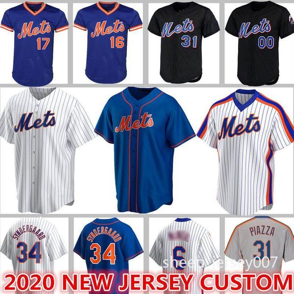 

2020 custom 20 pete alonso mets jerseys 48 jacob degrom baseball 18 darryl strawberry 31 mike piazza conforto gooden hernandez rosari, Blue;black