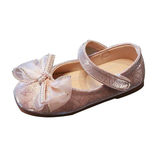 

flat shoes girls' single 2021 spring style soft sole little girls performance princess bow sequined baby toddler, Black;grey