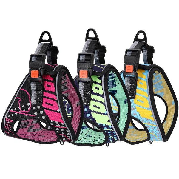 

nylon printed pet dog harness vest adjustable no pull puppy dog cat harness reflective for small medium dogs chihu bbygfw