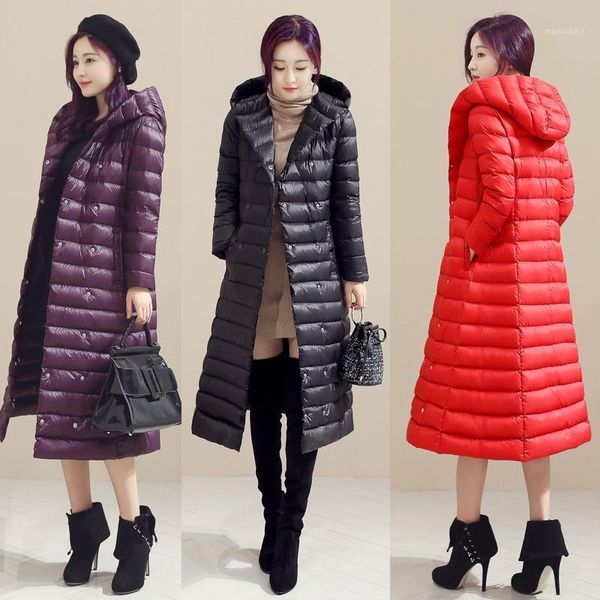 

special price winter new style korean-style slim fit slimming plus-sized over-the-knee longer section down jacket1, Black;white