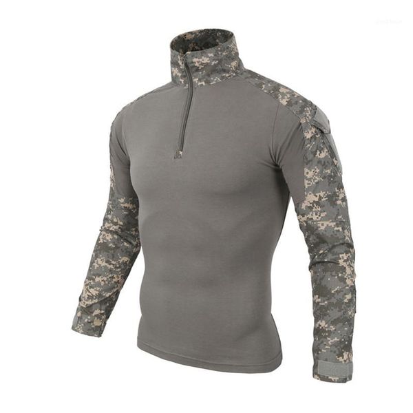 

multicam uniform long sleeve t shirt men camouflage army combat shirt paintball clothes tactical1, Gray;blue