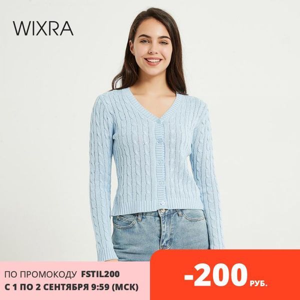 

wixra women's new cardigan sweater autumn 2020 basic casual v-neck solid long sleeve sweater female 1, White