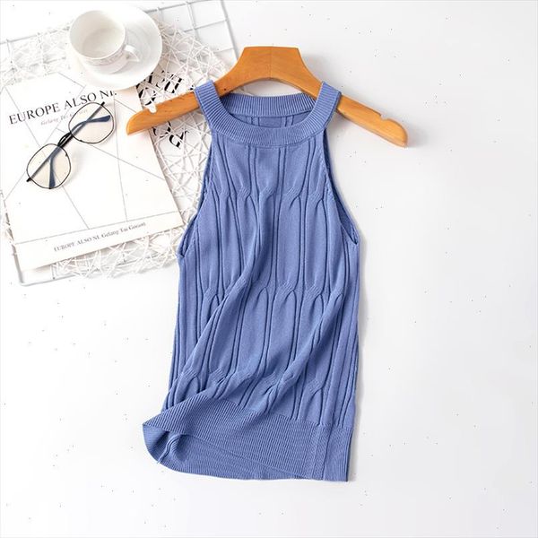 

women summer knitted halter tank clubwear basic crop solid party tanks causal basic knitted camisole, White