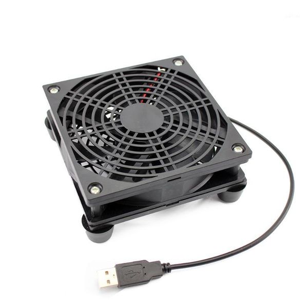 

fans & coolings router fan diy pc cooler tv box wireless cooling silent quiet dc 5v usb power 120mm 120x25mm 12cm w/screws protective net1