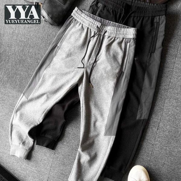

men's pants mens joggers sweatpants harajuku drawstring trousers fashion patchwork casual spring fitness athletic male, Black