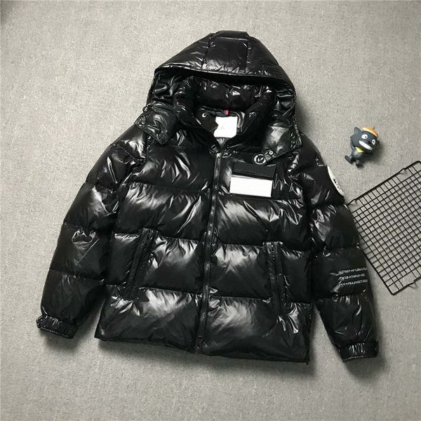

men's jacket warm down jacket hooded terry men's casual brand men's and women's brand badge zipper luxury thick windbrea, Black