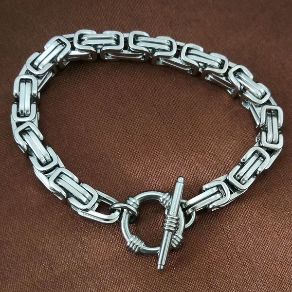 

hip hop chain stainless steel 316l bracelet silver tone mens womens b258 6mm width 0305, Black