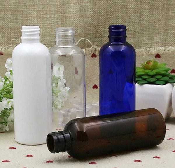 

100ml plastic cosmetic empty bottle white clear amber liquid trial bottle press cap round bottom storage vessel jlloho trustbde