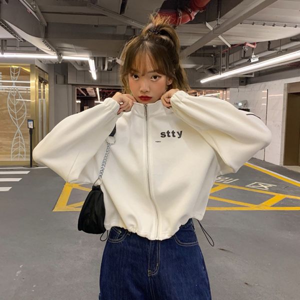 

древнеегипетских женщины тонких модули прилива стенд воротник топ осень 2020 новые корейские коротких пальто свитера top свитер потерять кор, Black