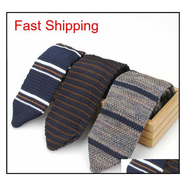 

new design fashion male brand slim designer knitted ties neck ties cravate narrow skinny neckties for men striped ties z1rgz, Blue;purple