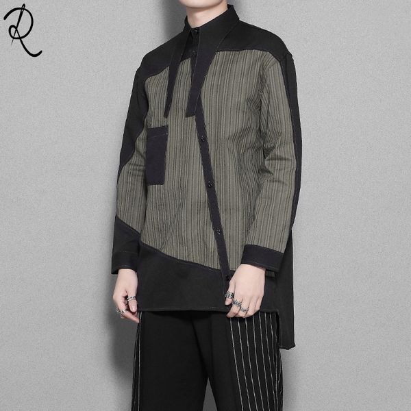 

2021 new original men's clothing british spring mosaic color in man's long sleeve shirt style wyq7, Black