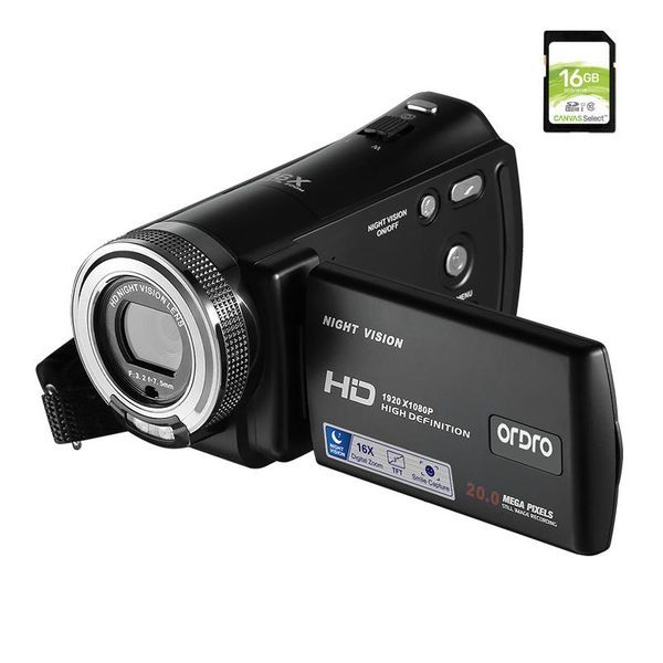 

camcorders digital camcorder video camera full hd ordro hdv-v12 1080p infrared night vision with 16g sd card