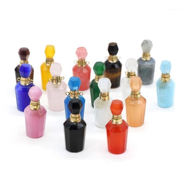 

charms natural stone perfume bottle pendants drop essential oil diffuser pendant for women necklace jewelry gift1, Bronze;silver