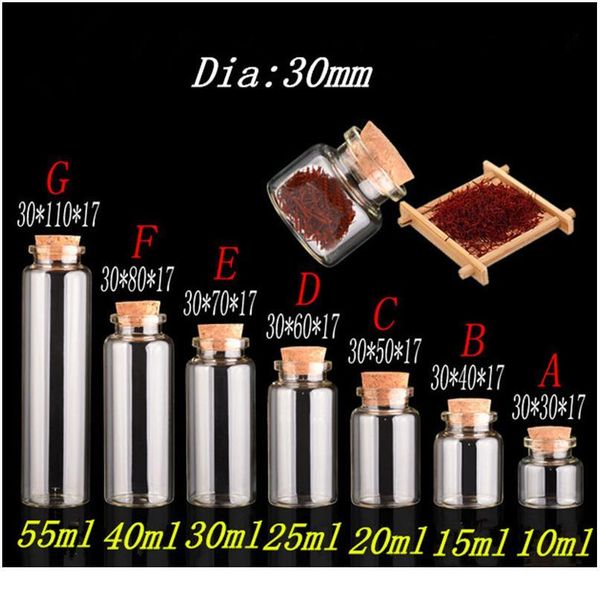 

50pcs 10ml 15ml 20ml 25ml 30ml 40ml glass bottles with cork empty bottles jars containers vial crafts bottles jars bbyaqh