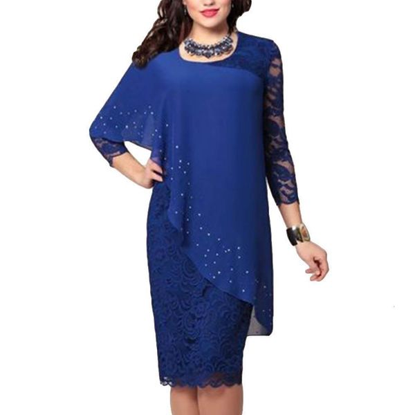 

women formal dress 2021 solid color women dress double layer 3/4 sleeve round neck bodyon dress, Black;gray