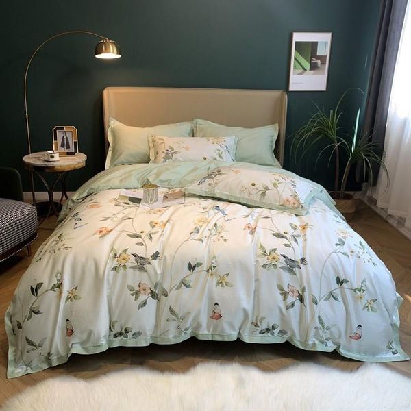 

birds floral duvet cover set hd print chic blooming trees branches egyptian cotton bedding bed sheet pillowcases  king size