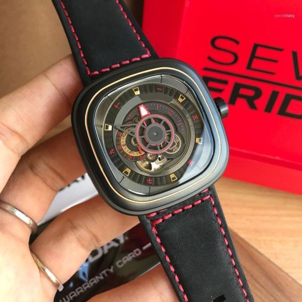 

wristwatches men watches automatic movement 47*47mm watch male clock party y-shaped wing design p2b-811, Slivery;brown