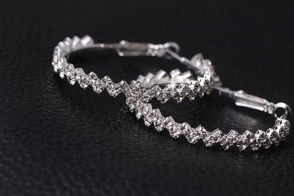 

earrings hoop for women fashion jewelry diamond earring wedding/engagement round drop earrings hanging 925 sterling silver big hoop earrings, Golden;silver