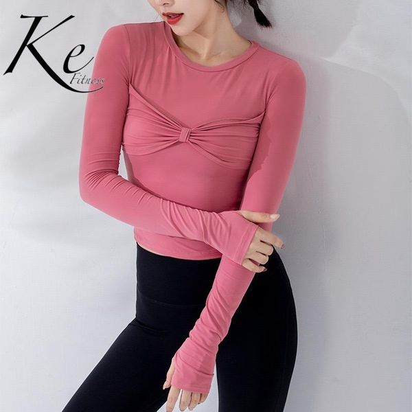

ke autumn new sports women's tight-fitting long-sleeved t-shirts running fitness clothes blouses quick-drying yoga clothes, Gray;blue