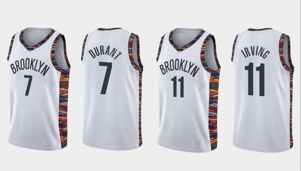 

brooklyn nets men kevin durant kyrie irving white 2020 basketball jersey, Black