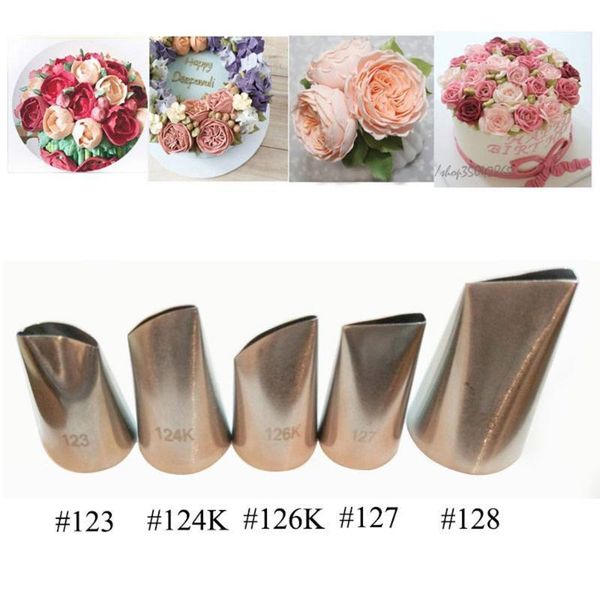 

5 pcs rose petal metal cream tips cake decorating tools steel icing piping nozzles set cake cream decorating cupcake pastry tool1