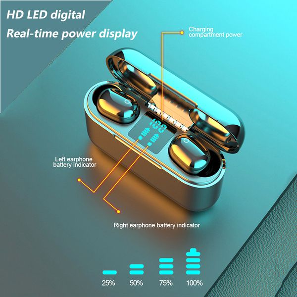 

new a13 pro bluetooth 5.0 earphones wireless stereo sports waterproof earbuds with microphone 2200mah led display headsets