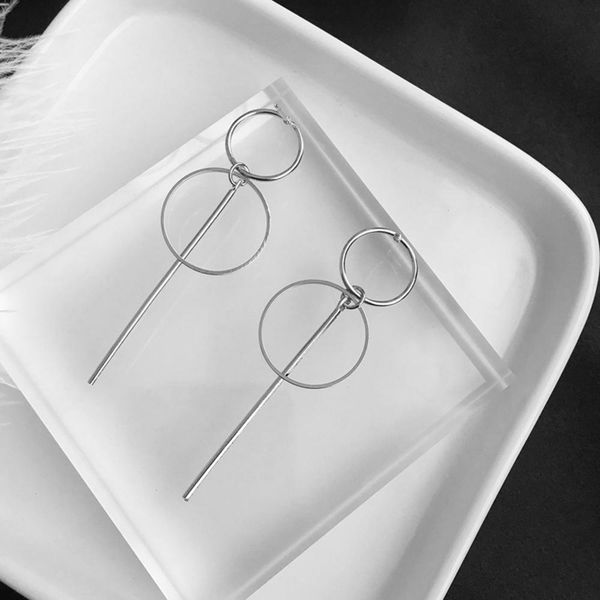 

мода металлические геометрические серьги панк простое золотой цвет длинные серьги tassel подвеска круг серьги для женщин полые серьги серьги, Golden