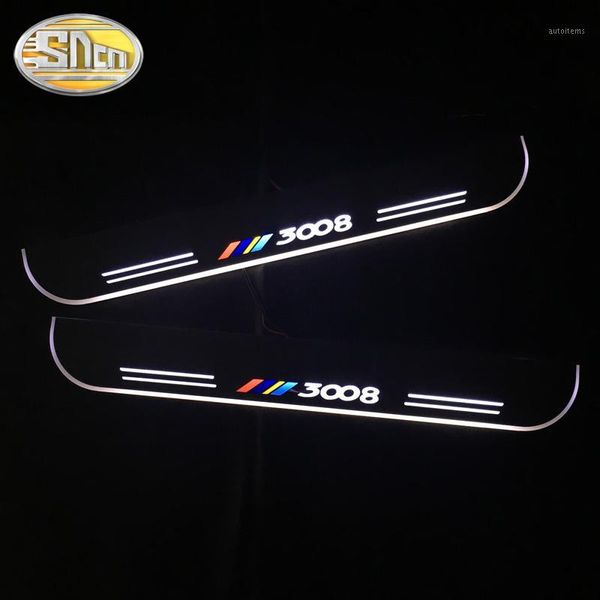 

sncn 4pcs car led door sill for 3008 2013 - 2020 2020 ultra-thin acrylic dynamic led welcome light scuff plate pedal1