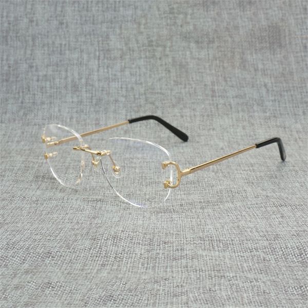 

vintage rimless square clear glasses men oval wire eyeglasses optical metal frame oversize eyewear women for reading oculos factory wholesal, White;black