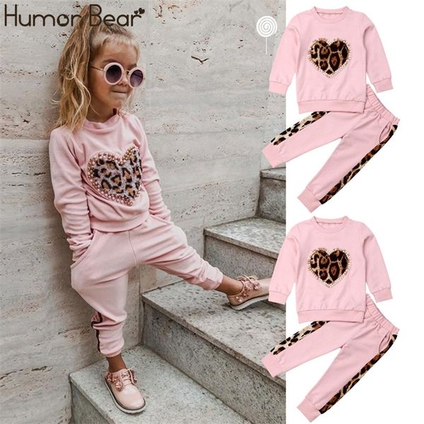 

humor bear toddler baby girl autumn winter clothes set long sleeve leopard sweatshirt +pants 2pcs kids outfits kids clothing t200707, White
