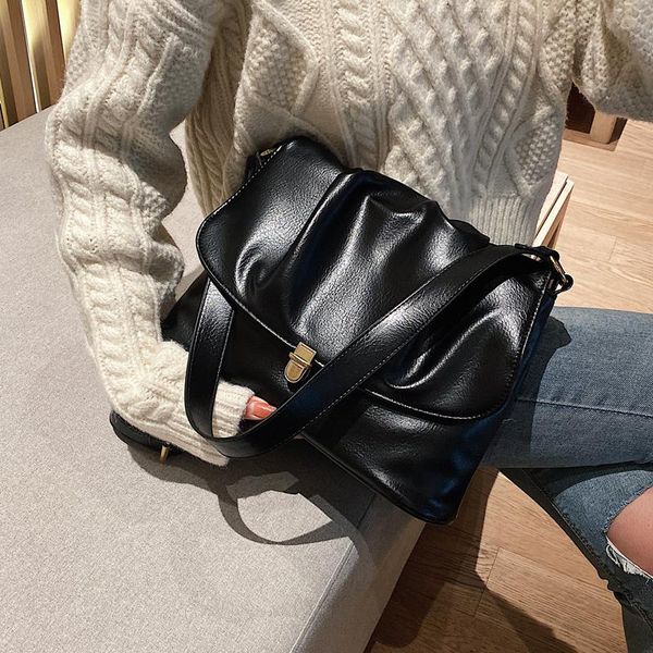 

vintage pleated tote bag 2020 fashion new pu leather women's designer handbag high capacity shoulder messenger bag