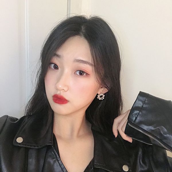 

needle korea design stud metal geometric irregular circle teardrop s925 simulated pearl earrings for women girl gift, Black