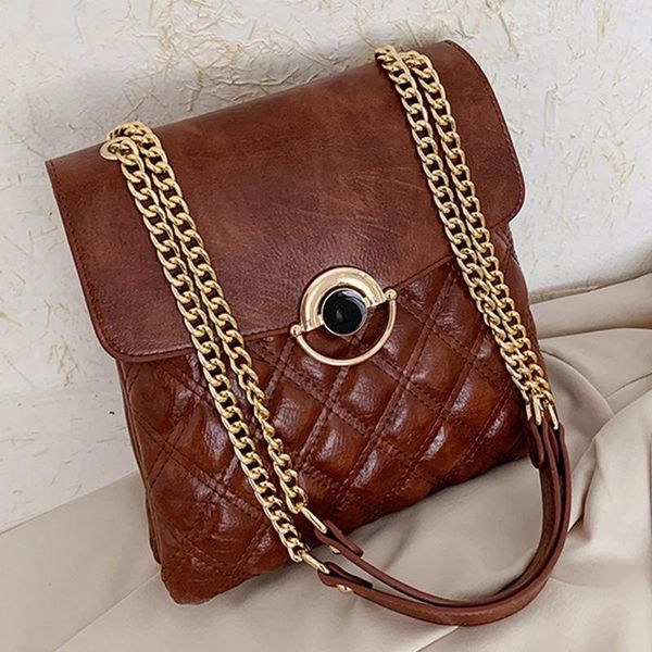 

shoulder bags diamond lattice multifunctional package pu leather for women 2021 round lock handbags retro back pack