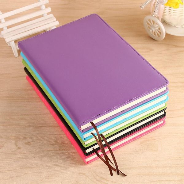 

pu hard a5 leather classic cover notebook, diary business notepad, 100 sheets note book (5 color)- school office noteboo pqiw, Purple;pink
