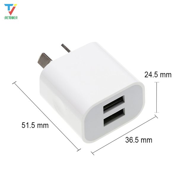 

100pcs/lot dual interface usb power adapter 5v 2a australia new zealand au plug wall charger for iphone for samsung smart phone