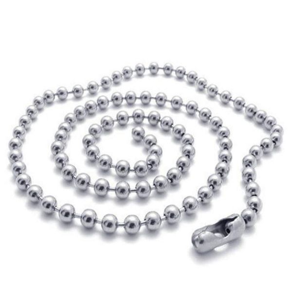 

2.4mm stainless steel beads chains necklaces jewelry men women 20-28 inches silver plated beaded chain jewelry tsf1e
