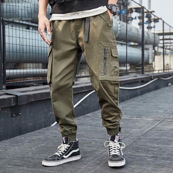 

harajuku fashion pants men autumn casual streetwear pants work cargo army trousers fashion clothing mens joggers skinny, Black