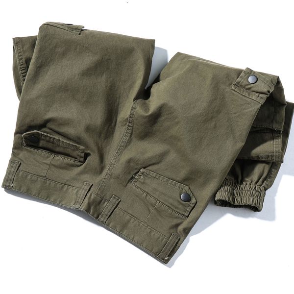 

thin 2021 men's new cargo black elastic pants spring green army 1 wo04