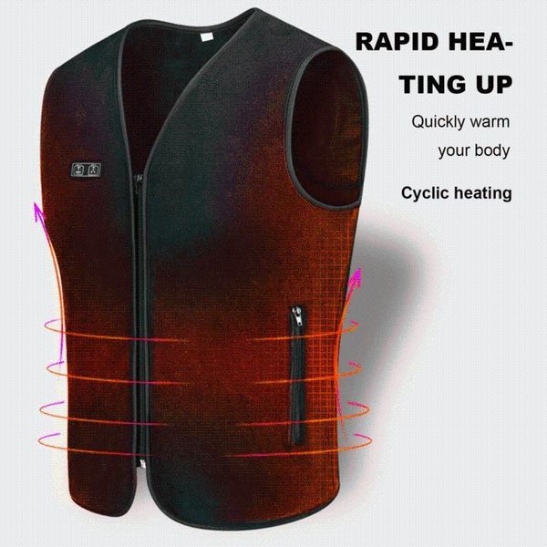 

outdoor t-shirts adjustable temperature charging heated vest usb self-heating winter electric washable foldable sleeveless jacket1, Gray;blue