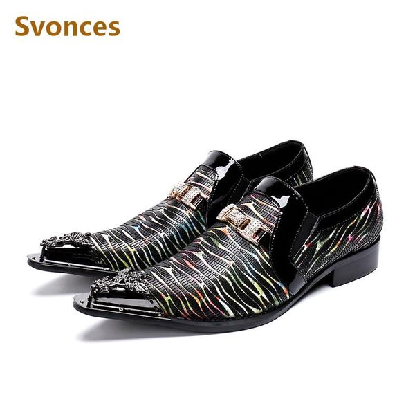 

gentleman dress shoes metal pointed toe patchwork crystal designer wedding party brand customized shoes men plus size 46, Black