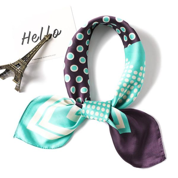 

scarf silk women striped dot print square scarfs fashion office lady foulard hair neck scarves shawl wmtdve bdesybag, Blue;gray