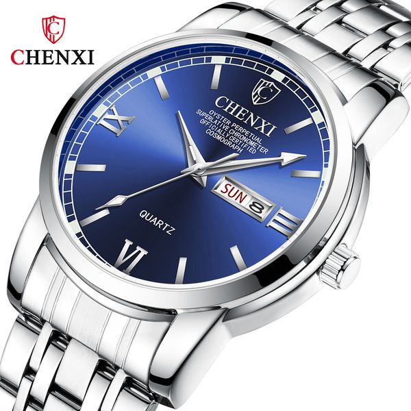 

guangdong new men's 8211 chenxi double calendar steel band business watch