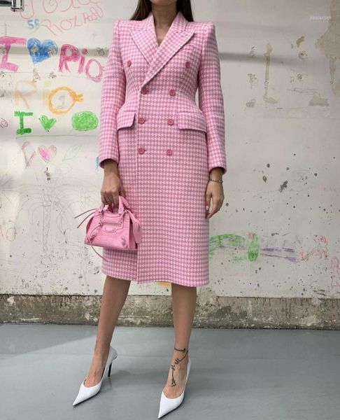 

2020 winner new women plaid double breasted wool jacket coat for female outerwear rmsx 9.101, Black