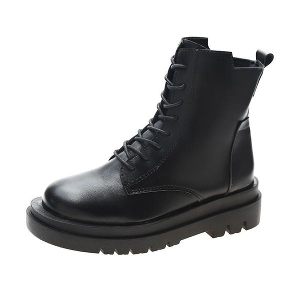 

boots-women boots brand women's shoes lace up booties ladies round toe 2020 fashion sports med ankle rubber black autumn