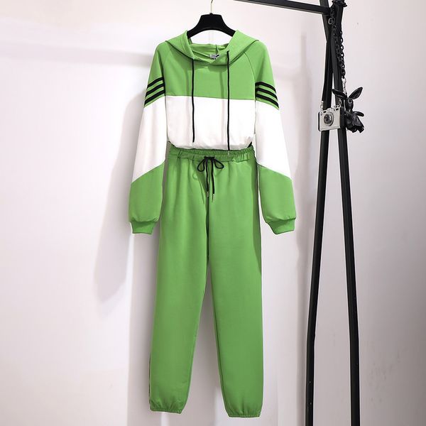 

fashion women's tracksuits 20fw plus size women's fat mm autumn loose and thin two-piece casual two piece pants with 2 colors size, White