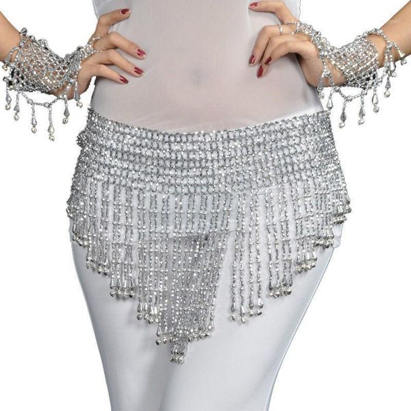 

new belly dance costume hip scarf bellydance costume belt bead & bell belt belly dance jewelry tribal 2 color gold / silver1, Black;red