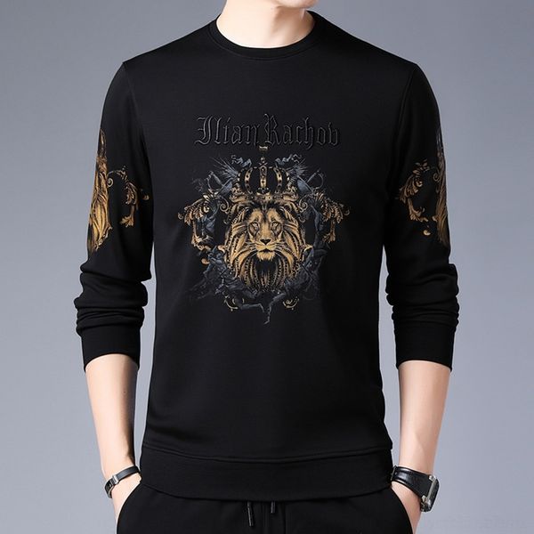 

vugv9 2020 new warm sweater men's long-sleeved fashion able sweatercasual sweater t-shirt men's korean round neck plus velvet thic, Black