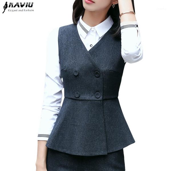 

fashion business women vest 2018 new v neck formal office ladies slim vest coat plus size interview professional tooling1, Black;white